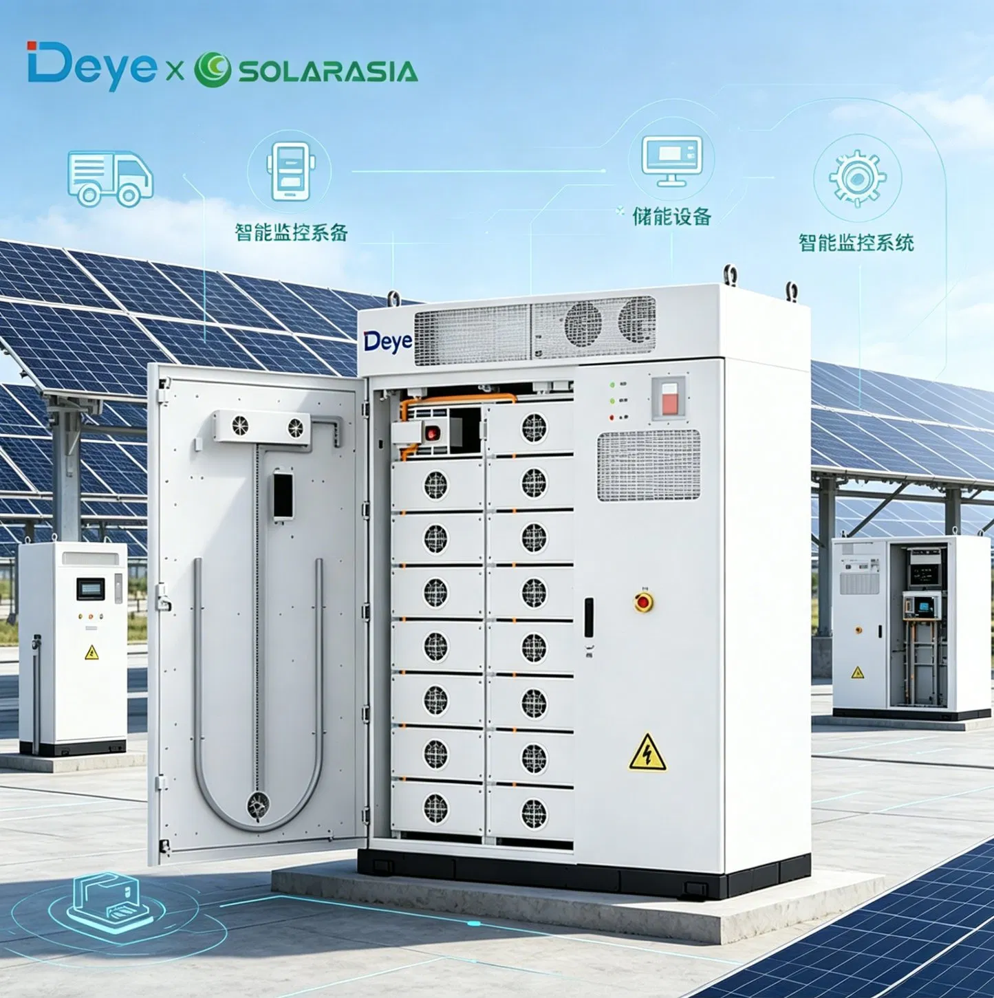 Sistema de Almacenamiento de Baterías de Litio Deye Todo en Uno Ess Gabinete 100kw 215kwh Celdas de Batería LFP Baterías Solares de Litio Precio