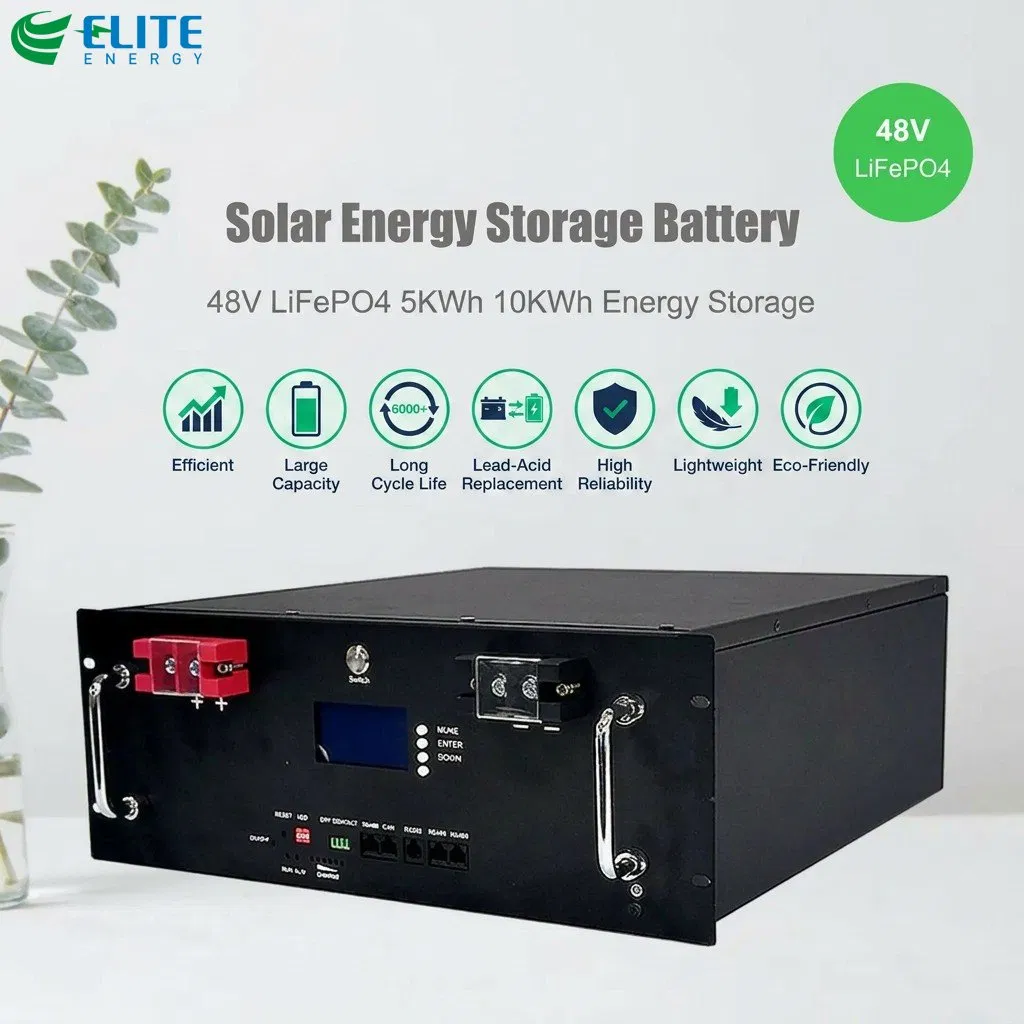 Batería de Litio Montada en Rack Elite 5kwh 10kwh 48V 51.2V 100ah 200ah LiFePO4 Batería Solar