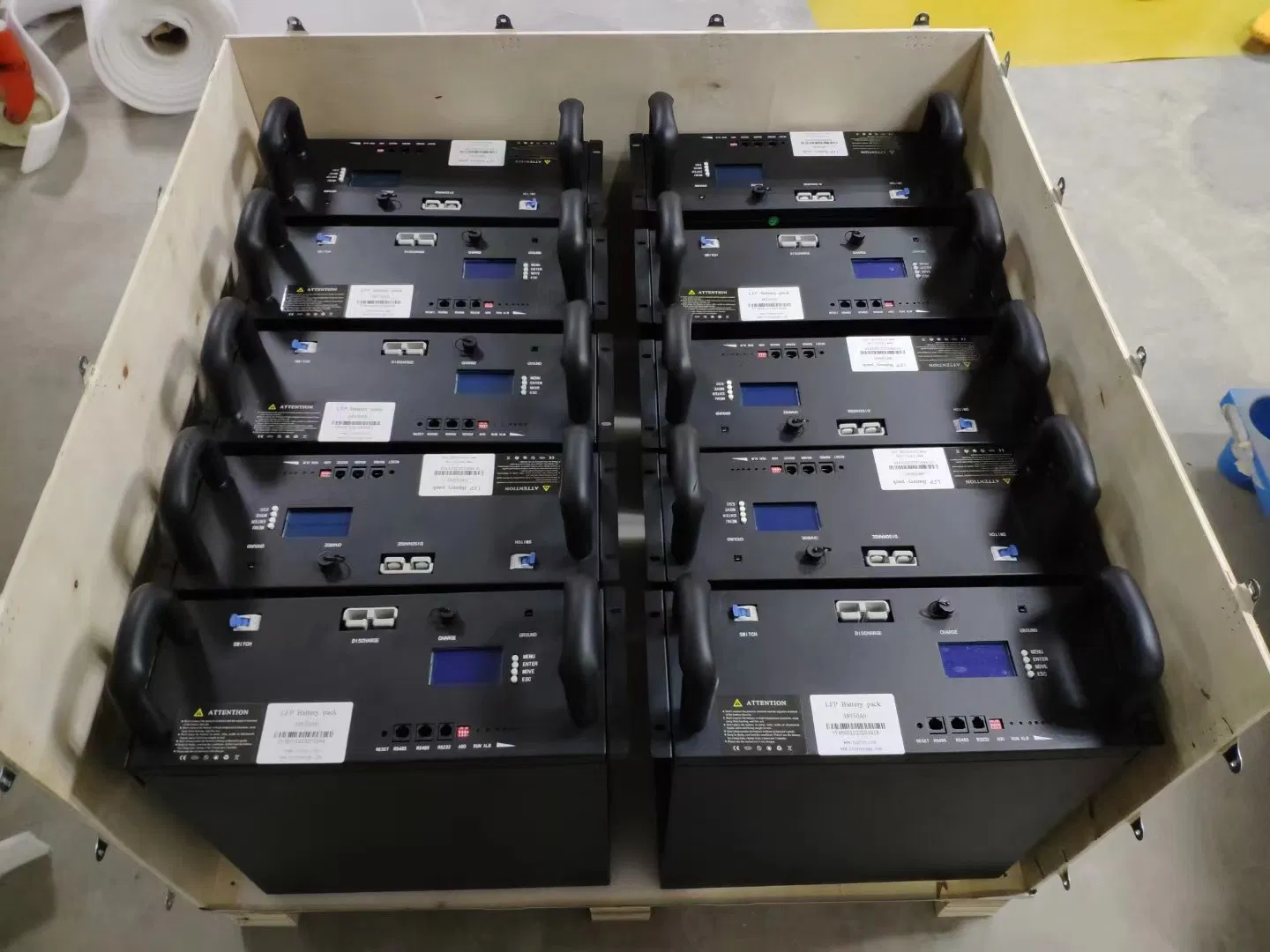 LiFePO4 Batería de Almacenamiento 4000 Vida Cíclica Batería Solar 24V 100ah 48V 200ah Batería de Litio LFP Montada en Rack para Sistema Solar