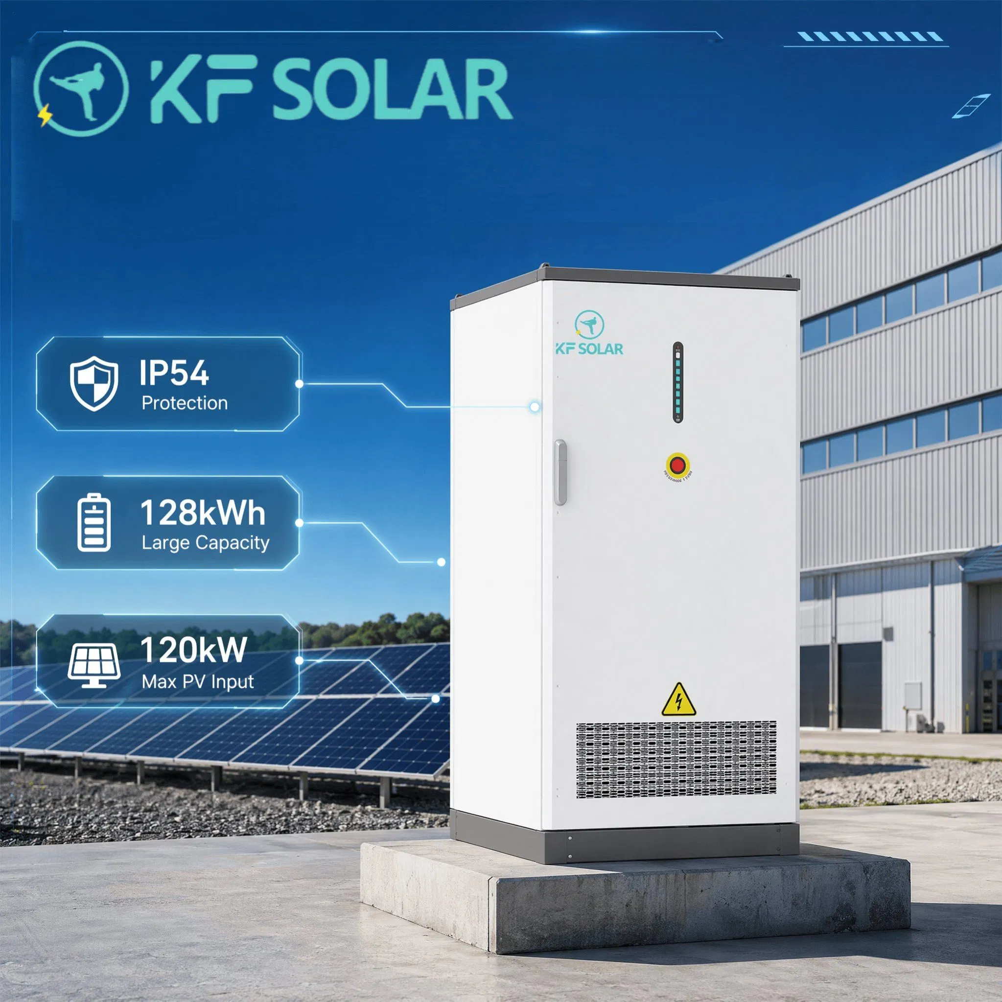 Kf Solar 128kwh Sistema de Almacenamiento de Energía al Aire Libre en Contenedores Bess para Uso Comercial e Industrial