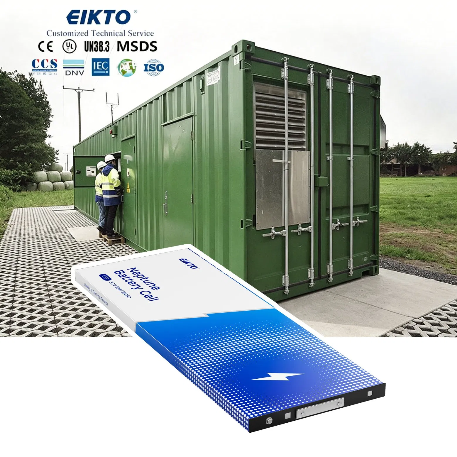 Sistema de Almacenamiento de Energía Eikto Containerizado con 350ah Celdas LFP Unidad de Almacenamiento Fijo para Gran Estación de Energía Eólica Solar