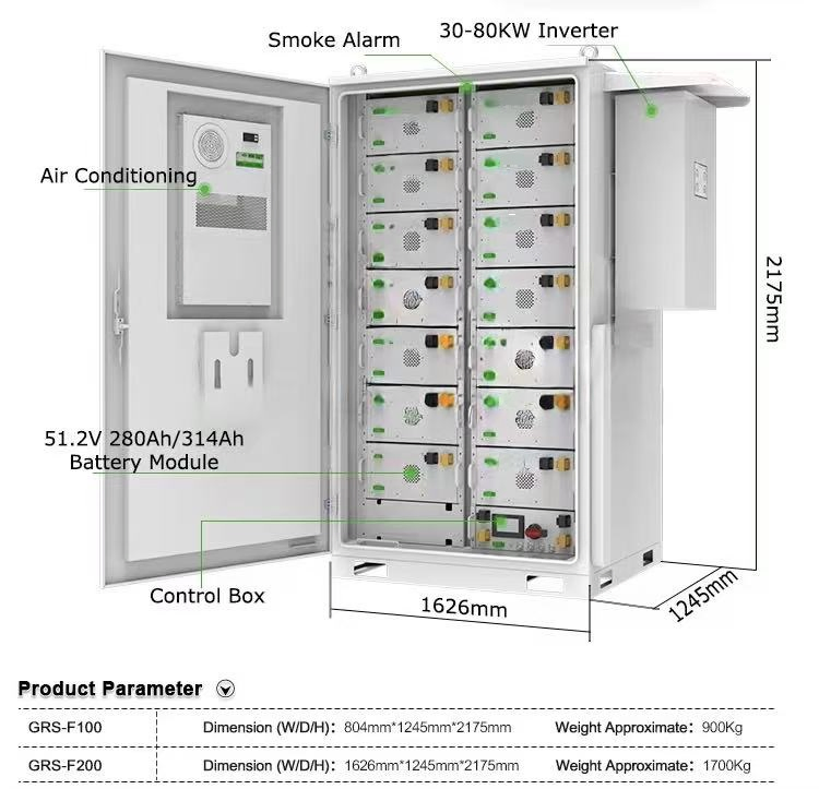 Gabinete de Batería Solar para Exterior con Refrigeración por Aire 100kwh y 50kw Inversor Solar Ongrid Híbrido para Almacenamiento de Energía