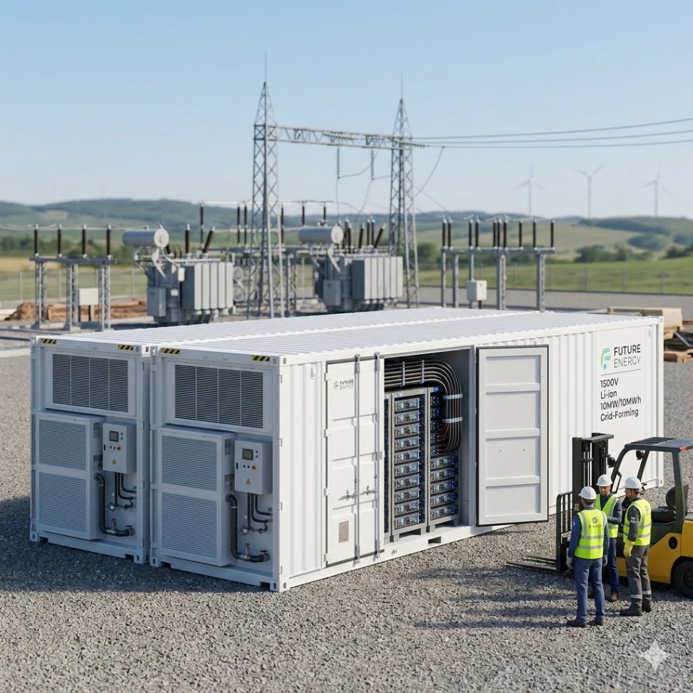 Sistema de Almacenamiento de Energía Integrado de Bess de Alta Tensión a Escala de Red con Interruptores Gis 3000kw 5000kw Estación Mv Containerizada Solución de Almacenamiento de Energía de Batería de Iones de Litio Inteligente