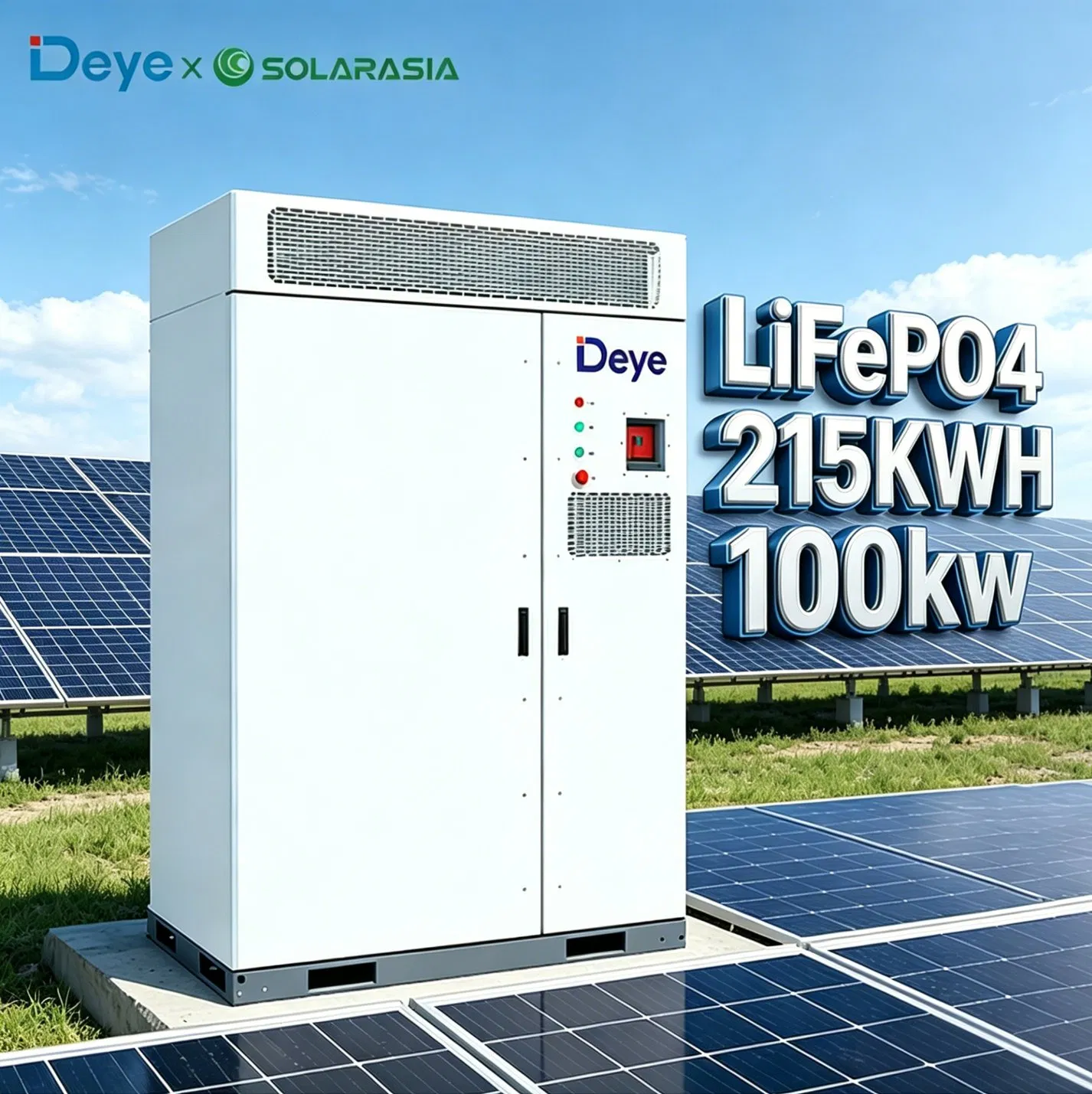 Sistema de Almacenamiento de Baterías de Litio Deye Todo en Uno Ess Gabinete 100kw 215kwh Celdas de Batería LFP Baterías Solares de Litio Precio