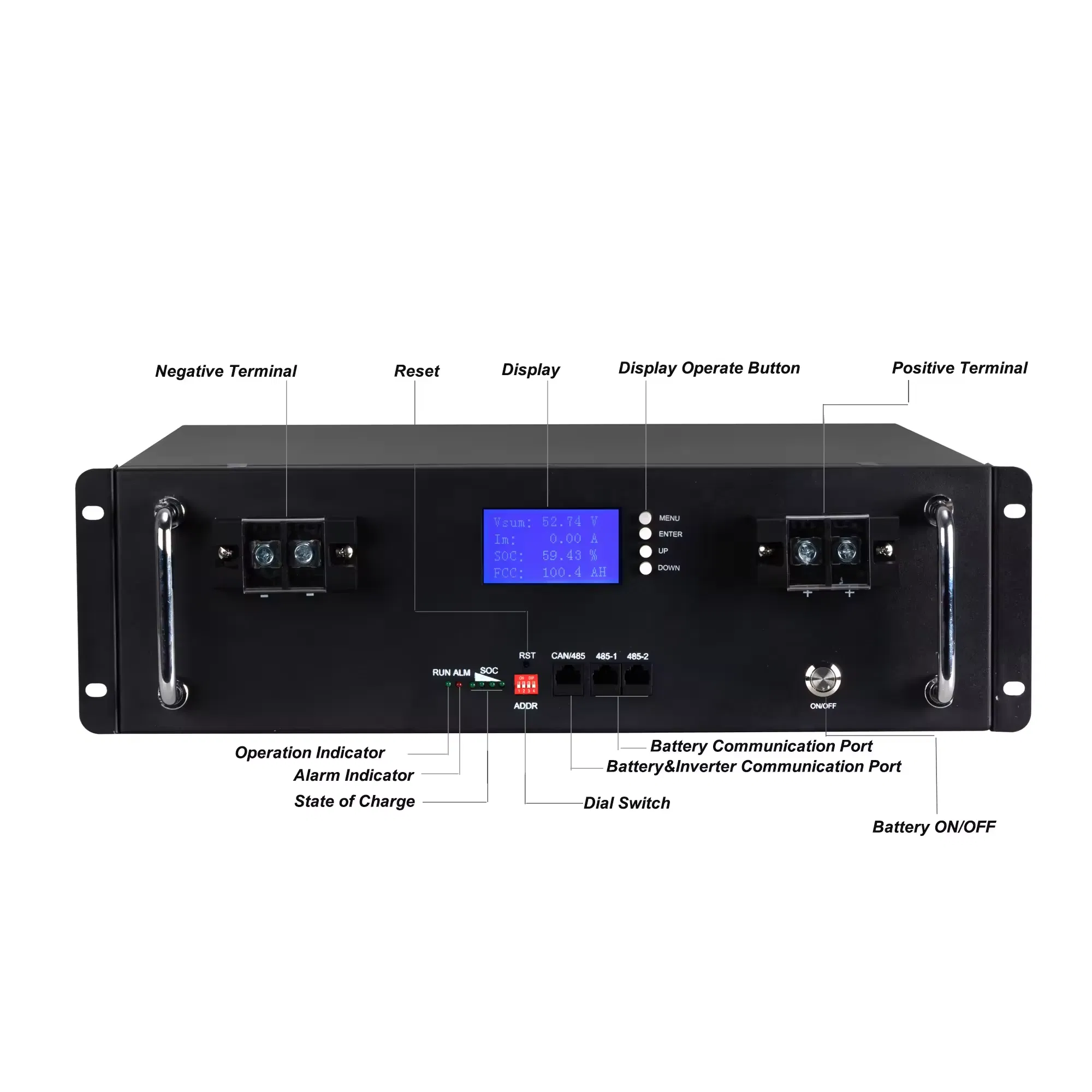 LiFePO4 Batería de Almacenamiento 4000 Vida Cíclica Batería Solar 24V 100ah 48V 200ah Batería de Litio LFP Montada en Rack para Sistema Solar