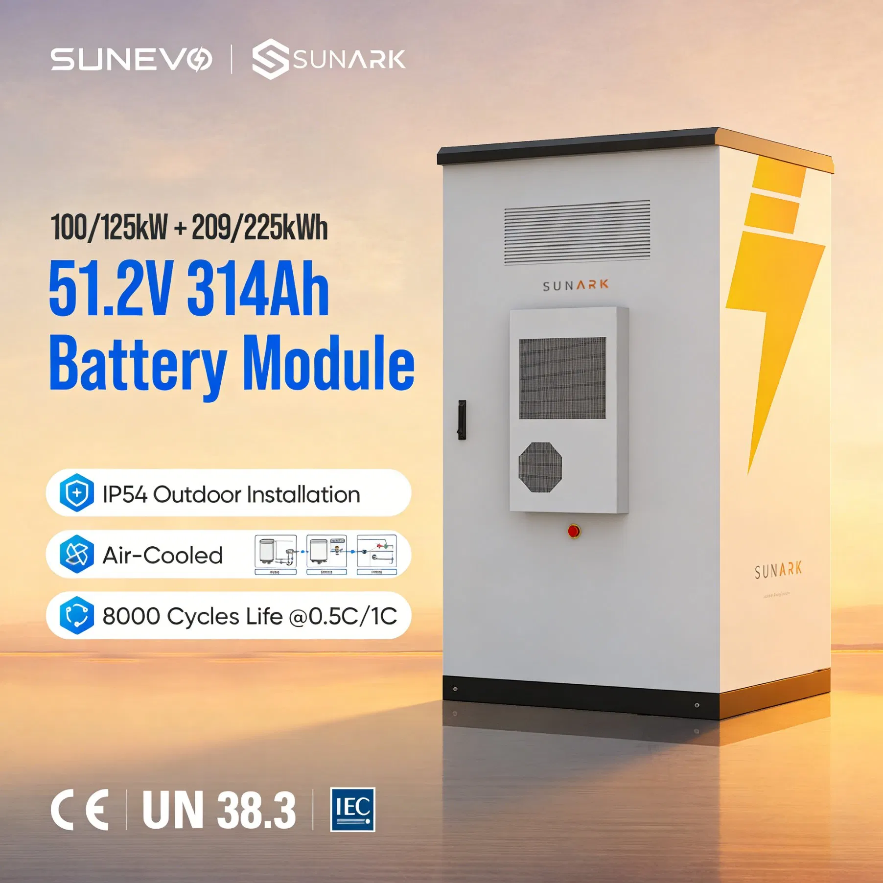 Sistema de Almacenamiento de Energía Todo en Uno Sunark Contenedor 100kw 125kw 100kwh 225kwh Gabinete Exterior Bess para Comercial e Industrial