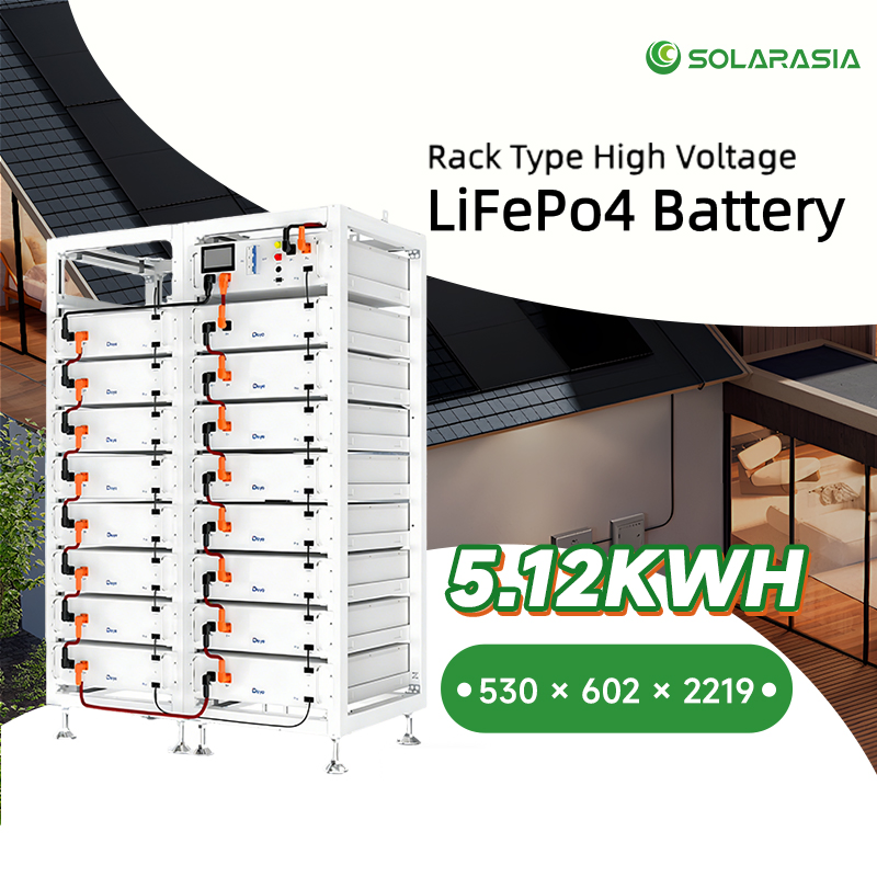 Batería de Litio de Alta Tensión Deye 51.2V 19-Inch Montada en Rack LiFePO4 Batería 5.12kwh para Sistema de Batería Solar Híbrido