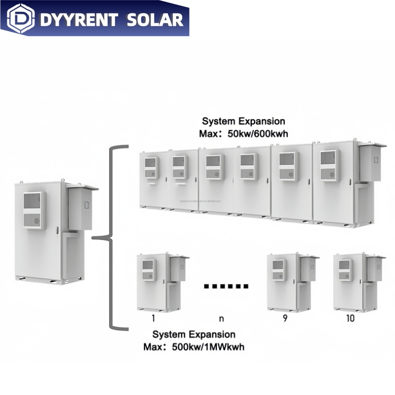 Gabinete de Batería Solar para Exterior con Refrigeración por Aire 100kwh y 50kw Inversor Solar Ongrid Híbrido para Almacenamiento de Energía