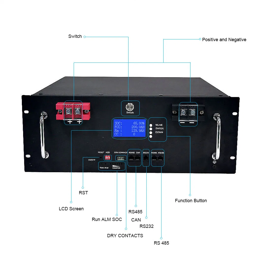 Batería de Litio Montada en Rack Elite 5kwh 10kwh 48V 51.2V 100ah 200ah LiFePO4 Batería Solar