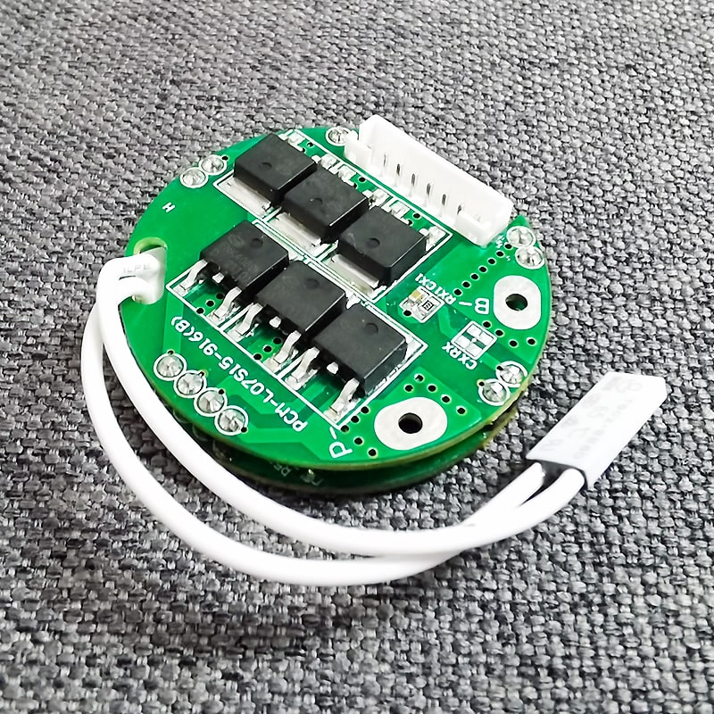 3s 4s 5s 6s 7s 15A BMS PCM Circular para 24V 25.2V 25.9V Batería de Li-ion/Litio/Li-Polímero 21V 22.4V LiFePO4 Tamaño del Paquete &Phi; 40mm PCM-L07s15-916 (B)