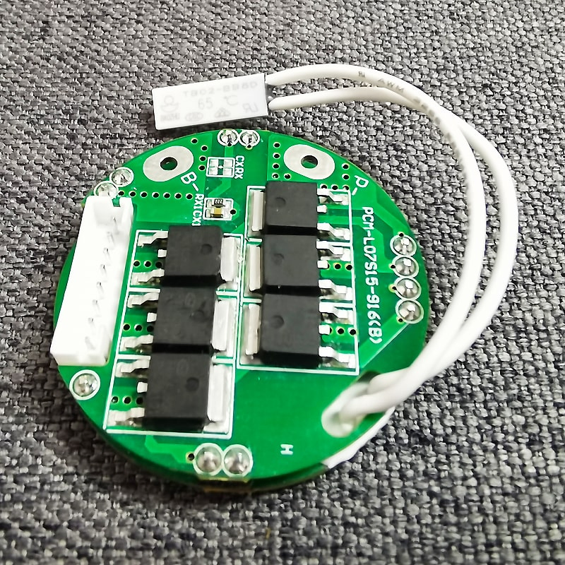 3s 4s 5s 6s 7s 15A BMS PCM Circular para 24V 25.2V 25.9V Batería de Li-ion/Litio/Li-Polímero 21V 22.4V LiFePO4 Tamaño del Paquete &Phi; 40mm PCM-L07s15-916 (B)