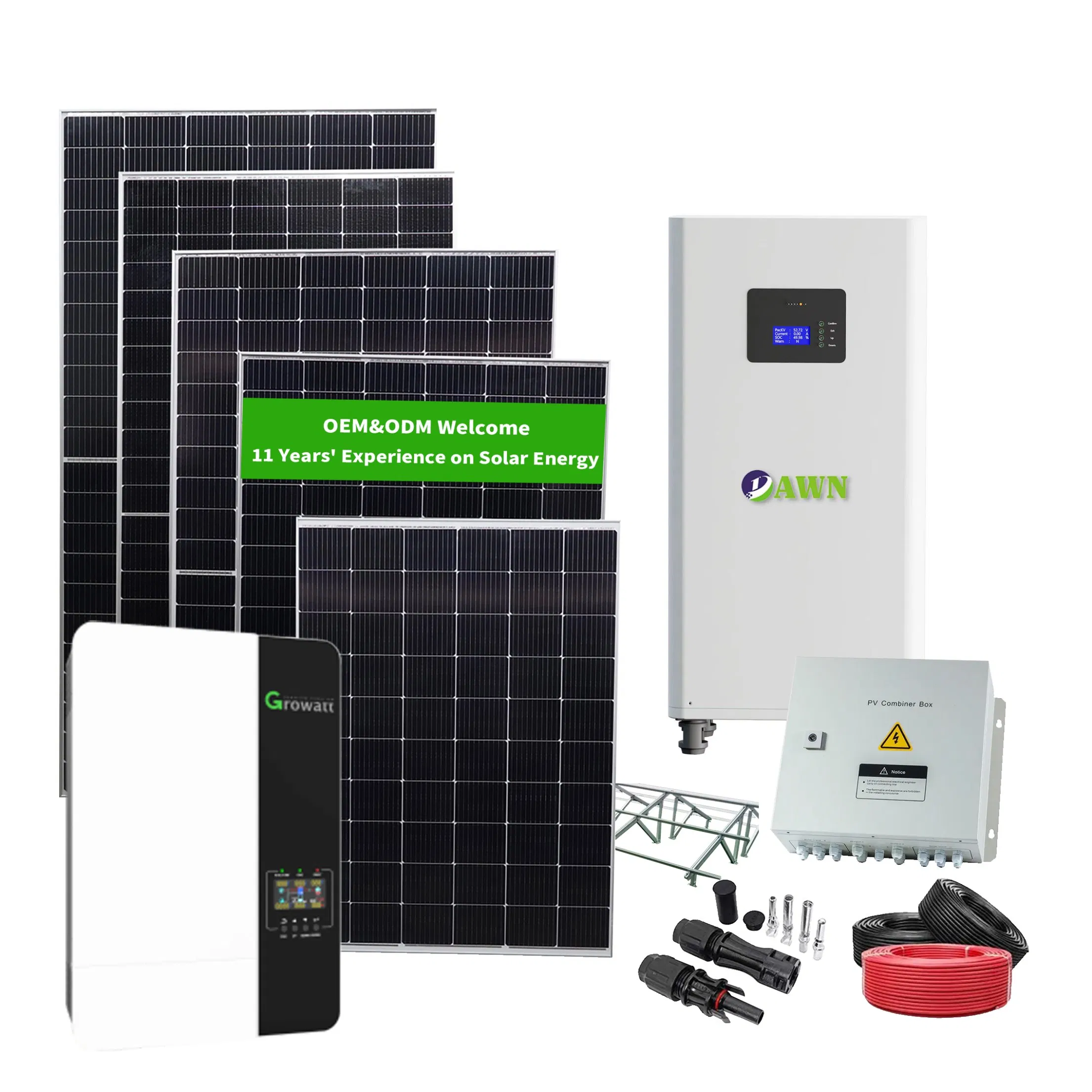 5kw 6kw 8kw 10kw 12kw 15kw 20kw 30kw Generador Batería de Litio Panel Solar Fotovoltaico Sistema de Almacenamiento de Energía Comprar para Techo de Casa o Sistema Residencial