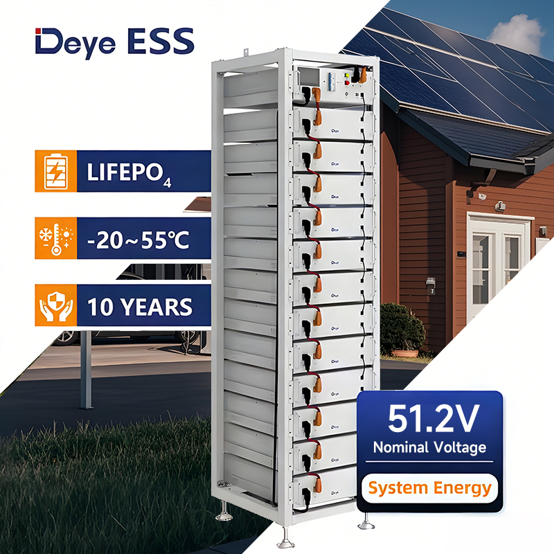 Batería de Litio de Alta Tensión Deye 51.2V 19-Inch Montada en Rack LiFePO4 Batería 5.12kwh para Sistema de Batería Solar Híbrido