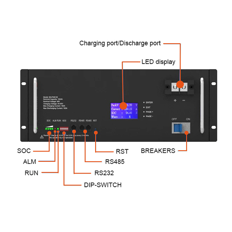 48V 100ah Paquete de Batería de Litio Solar Montado en Rack 51.2V 200ah 300ah 5kwh 10kwh 48V 280ah LiFePO4 Sistema de Almacenamiento de Energía Batería