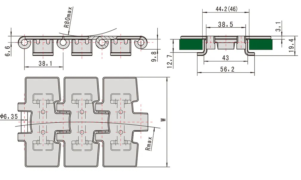 معيار التخصيص GB / T4140 سلسلة مسطحة من الفولاذ المقاوم للصدأ لآلة علب البيرة والمشروبات
