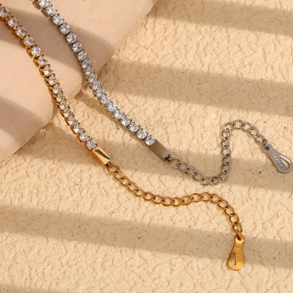 سلاسل من الفولاذ المقاوم للصدأ 316 مطلية بالذهب 18K سوار زركون للنساء أساور تنس عصرية 3mm