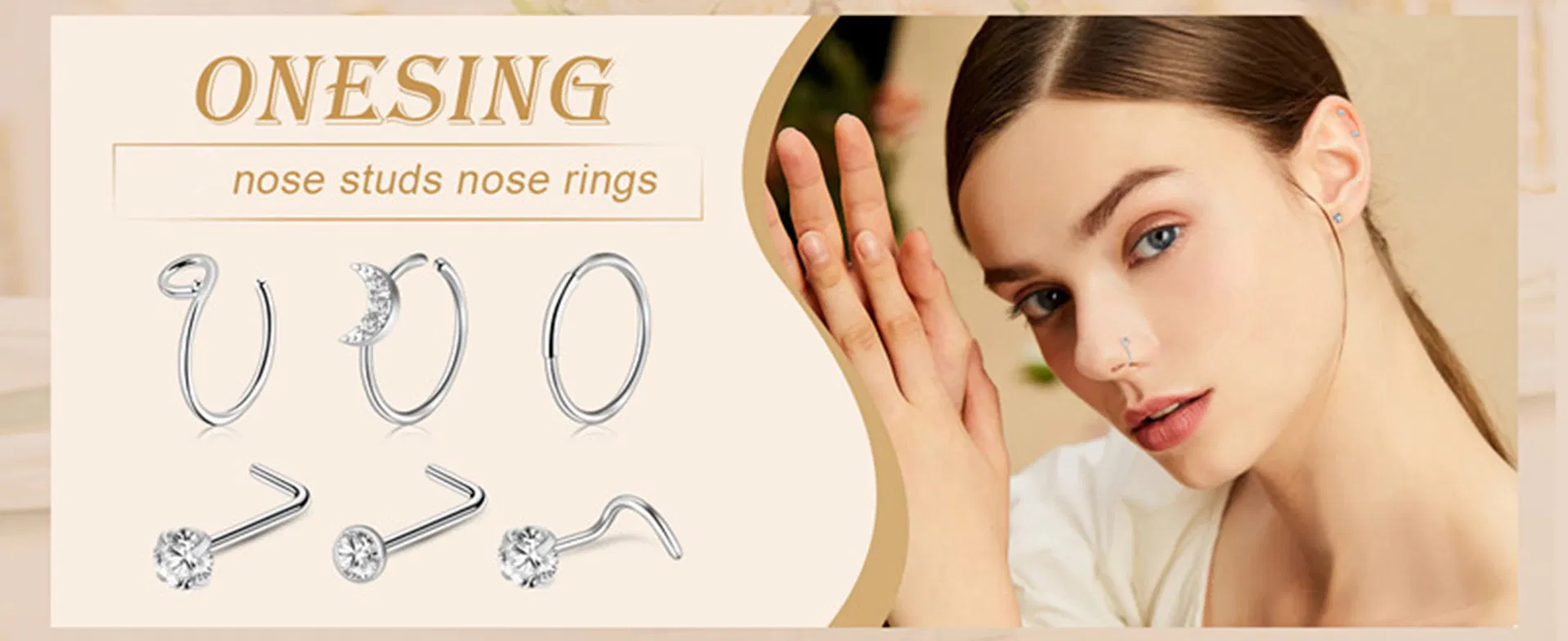 خواتم الأنف - حلقات، دبابيس وشكل L - ثقب أنف من الفولاذ المقاوم للصدأ hypoallergenic للنساء والرجال
