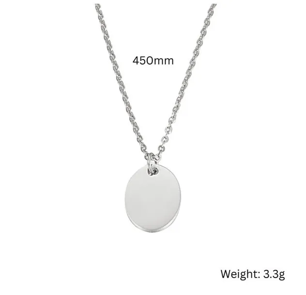 قلادة من الفولاذ المقاوم للصدأ مع لوحة للنساء 3.3G, 450mm
