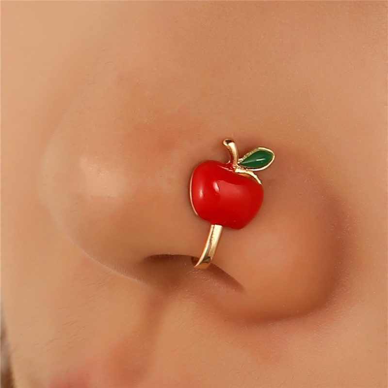 1PCS حلقات أنف مزيفة للنساء، مشبك أنف، موضة الهيب هوب، مجوهرات الجسم من الفولاذ المقاوم للصدأ، دبوس أنف مزيف