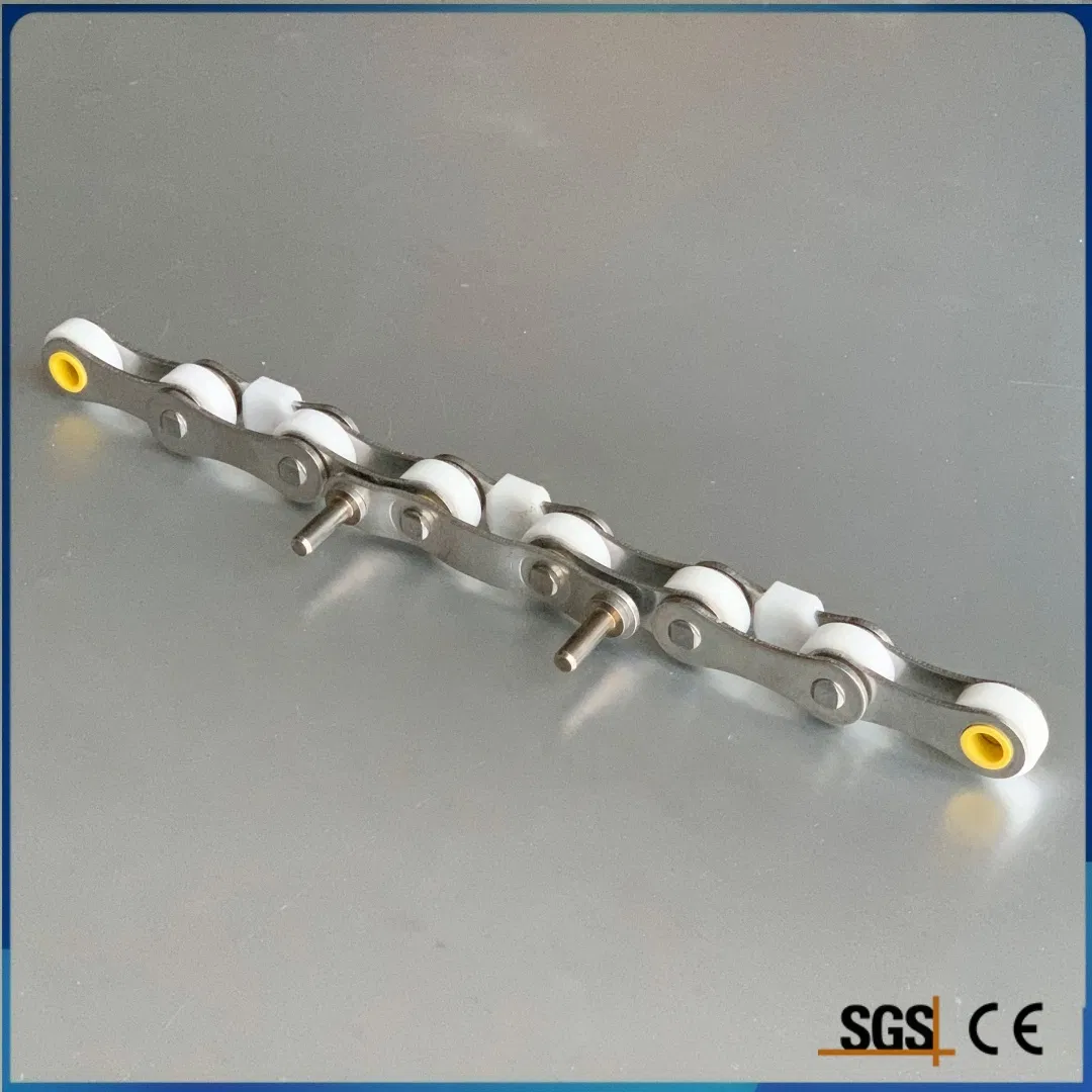 سلسلة ناقل بلاستيكي مصنوع حسب الطلب SS304 316 من الفولاذ المقاوم للصدأ مع دبوس ممتد لآلات الألبان لصنع الآيس كريم