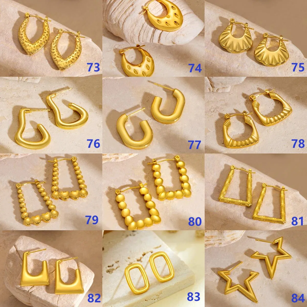سعر المصنع أقراط موضة على شكل قلب ذهبي من الفولاذ المقاوم للصدأ، لا تتلاشى، عنصر كلاسيكي