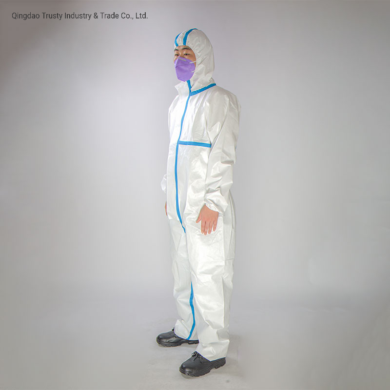 50-70GSM PP+PE Non Woven Disposable Coverall Protective Clothing Medical