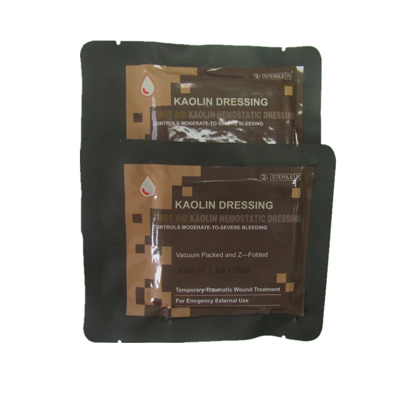 Medical 100% Cotton and Sterile Outdoor Warfare Emergency Kaolin Gauze Hemostatic Dressing