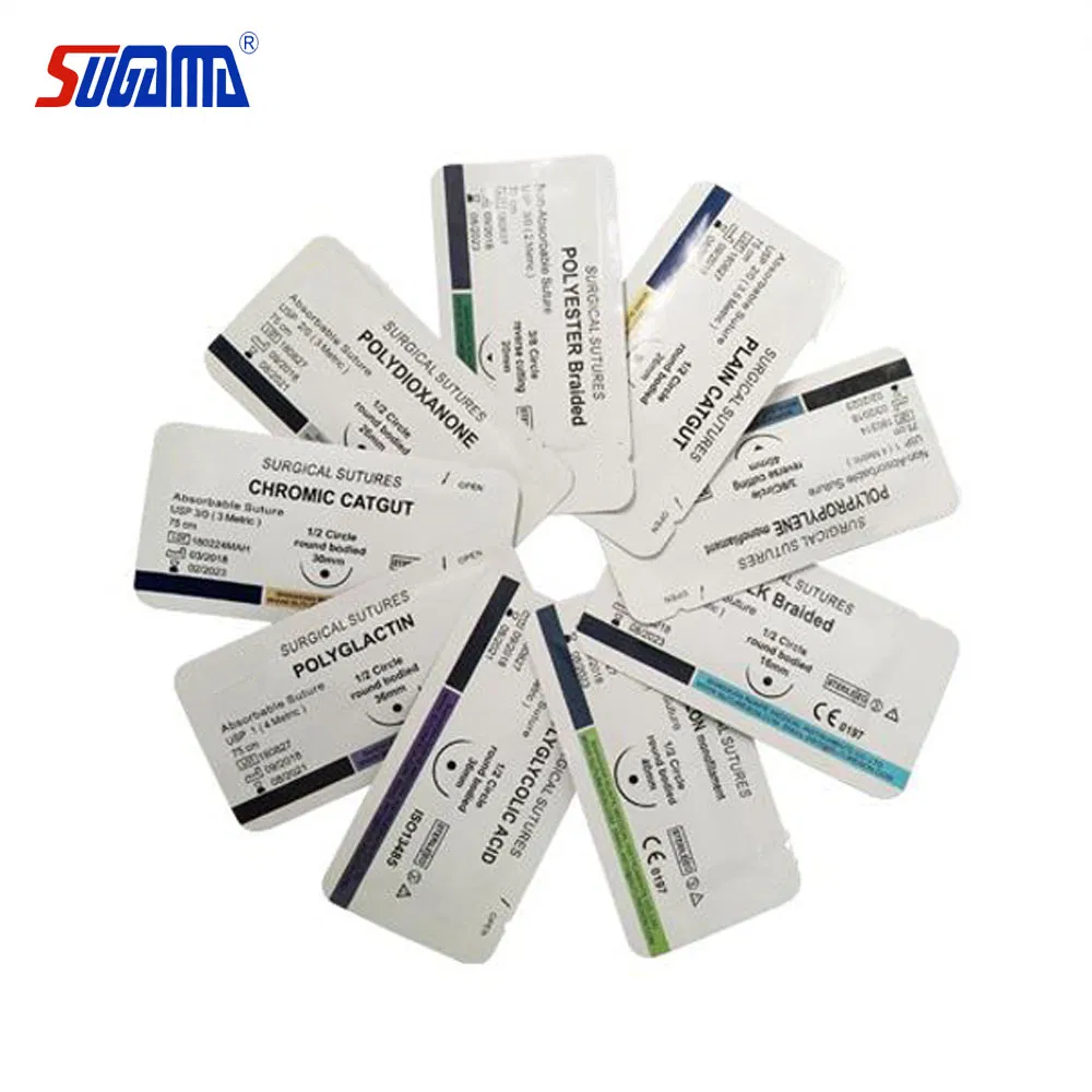 Medical Supply Good Price Circle Round-Bodied Non Absorbable Silk Material Surgical Sutures