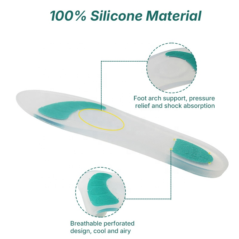 Full Pad Heel Anti-Pain Plantar Fasciitis Sports Shock Absorption Soft Silicone Insole