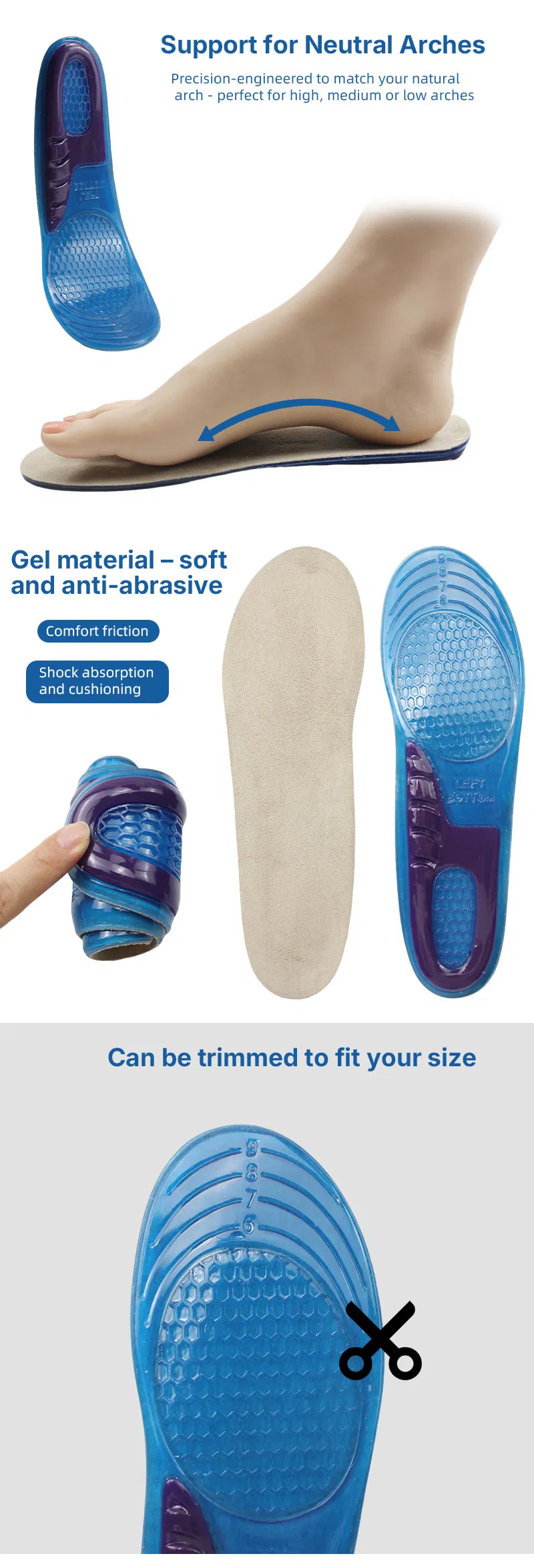 Orthotics Silicone Sports Gel Massage Insoles