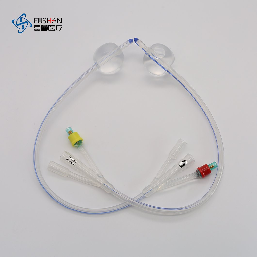 Adult Size Medical Grade Silicone 3 Way Foley Catheter for Urine Drainage with CE, ISO and FDA Certificates