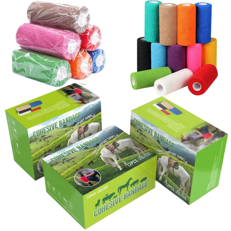 Wholesale Medical Grade Latex-Free Elastic Cohesive Bandage Custom Logo Sports Tape Custom Printed Vet Wrap