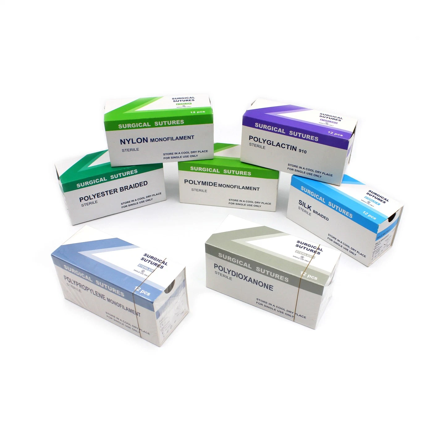 Medmount Sterile Absorbable Polyglycolic Acid PGA Pgla 910 Pdo Pgcl Catgut Silk Nylon Polyester Polypropylene Monofilament Braided Surgical Suture with Needle