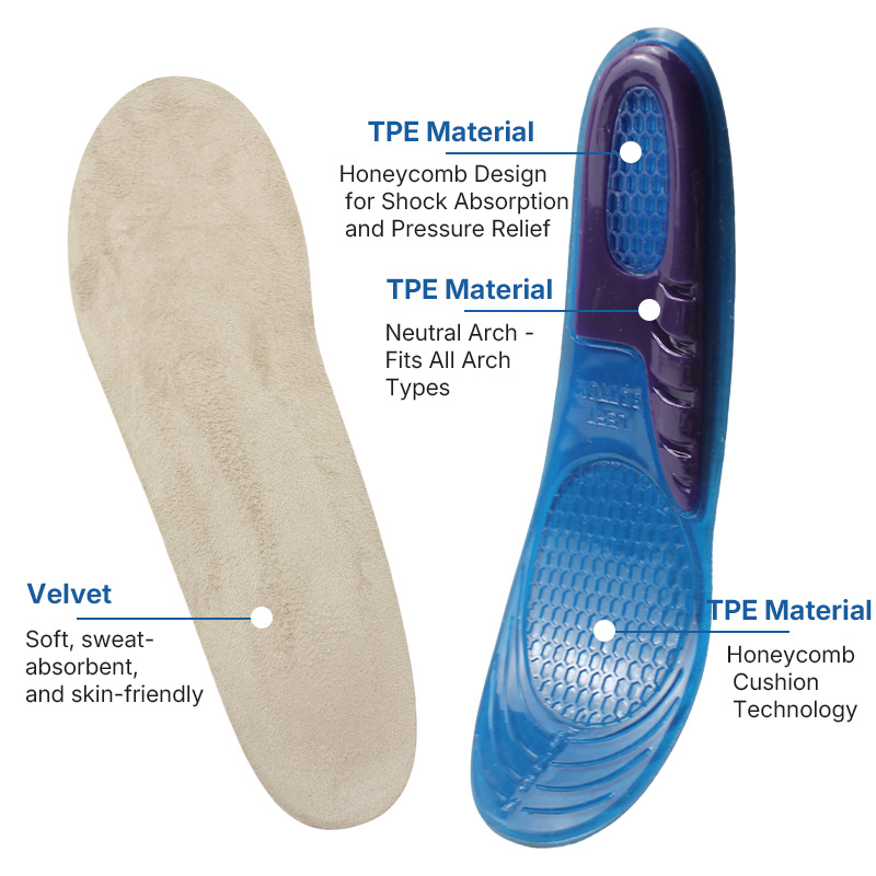 Wholesale Running Orthotics Silicone Sports Gel Massage Insoles