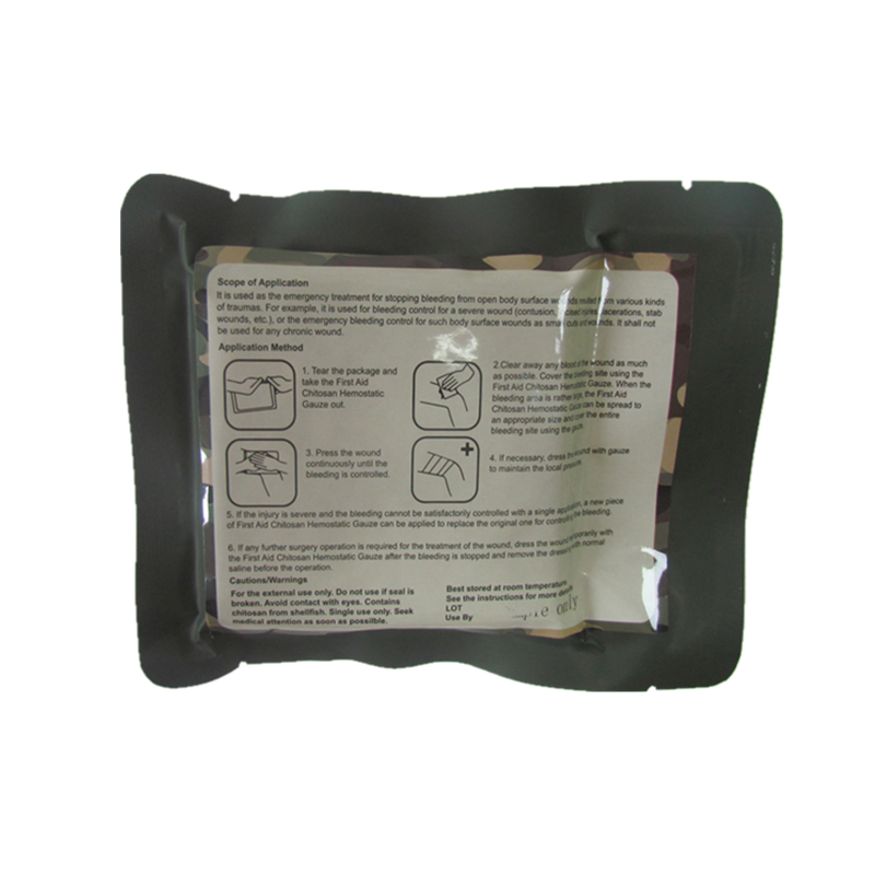 Medical 100% Cotton and Sterile Outdoor Warfare Emergency Kaolin Gauze Hemostatic Dressing