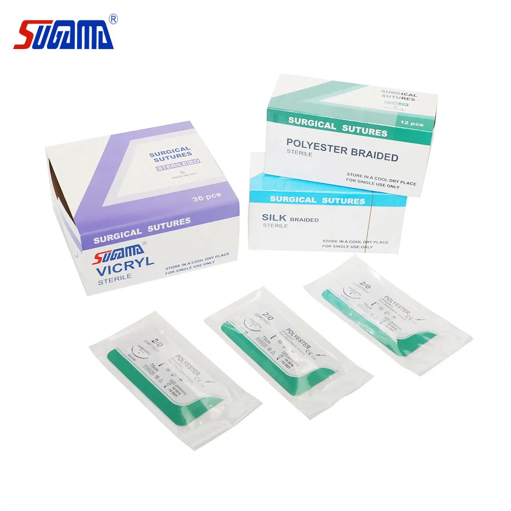 Medical Supply Good Price Circle Round-Bodied Non Absorbable Silk Material Surgical Sutures