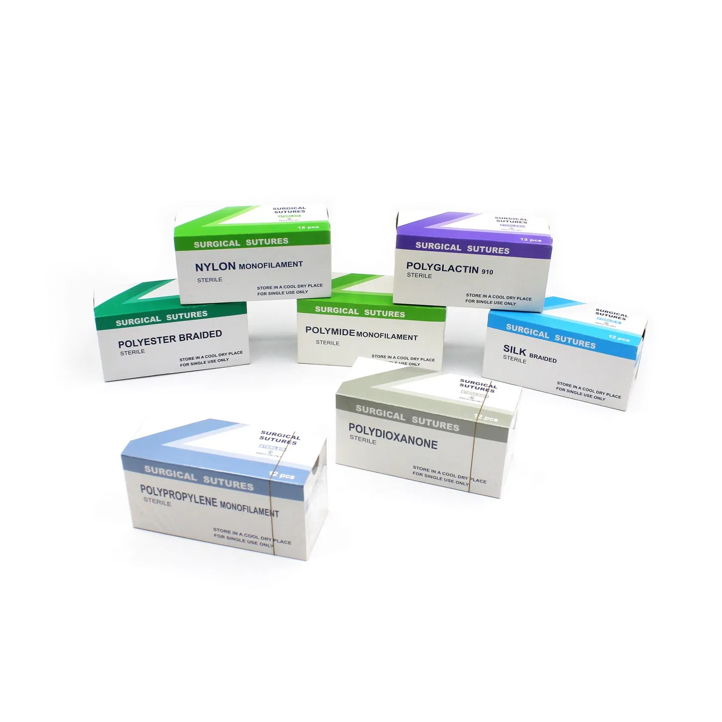 Medmount Sterile Absorbable Polyglycolic Acid PGA Pgla 910 Pdo Pgcl Catgut Silk Nylon Polyester Polypropylene Monofilament Braided Surgical Suture with Needle