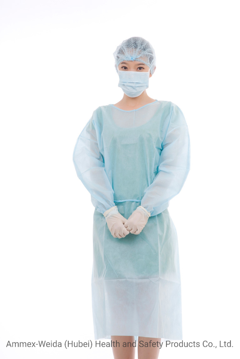 Disposable Medical Water Resistance PP Isolation Gown Hospital Use Protective Gown with Elastic Wrist