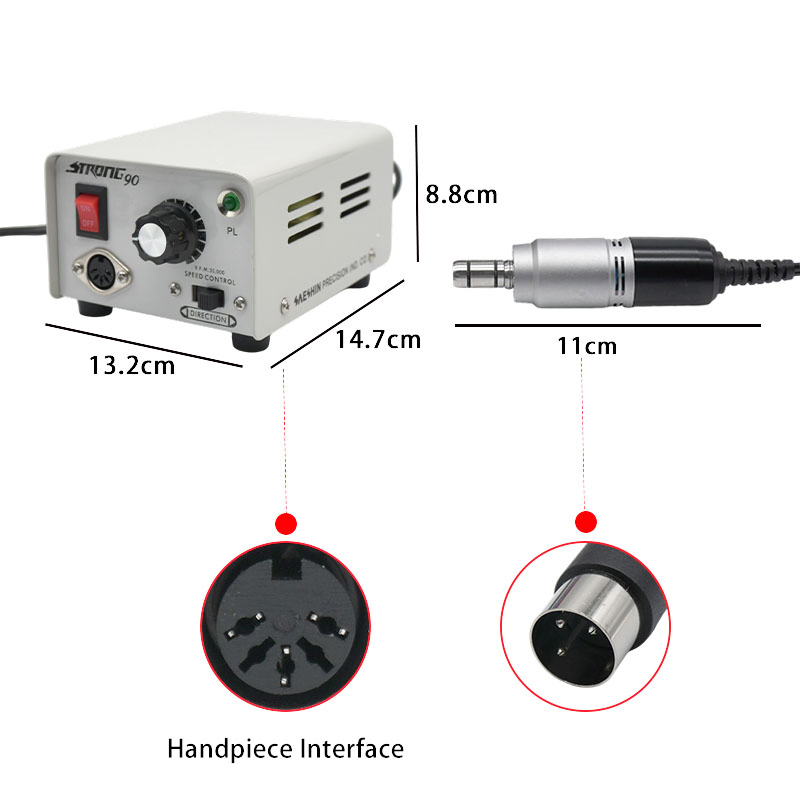 Korea 35000rpm Strong 90 E-Type Contra Angle Handpiece Dental Laboratory Brushed Micromotor