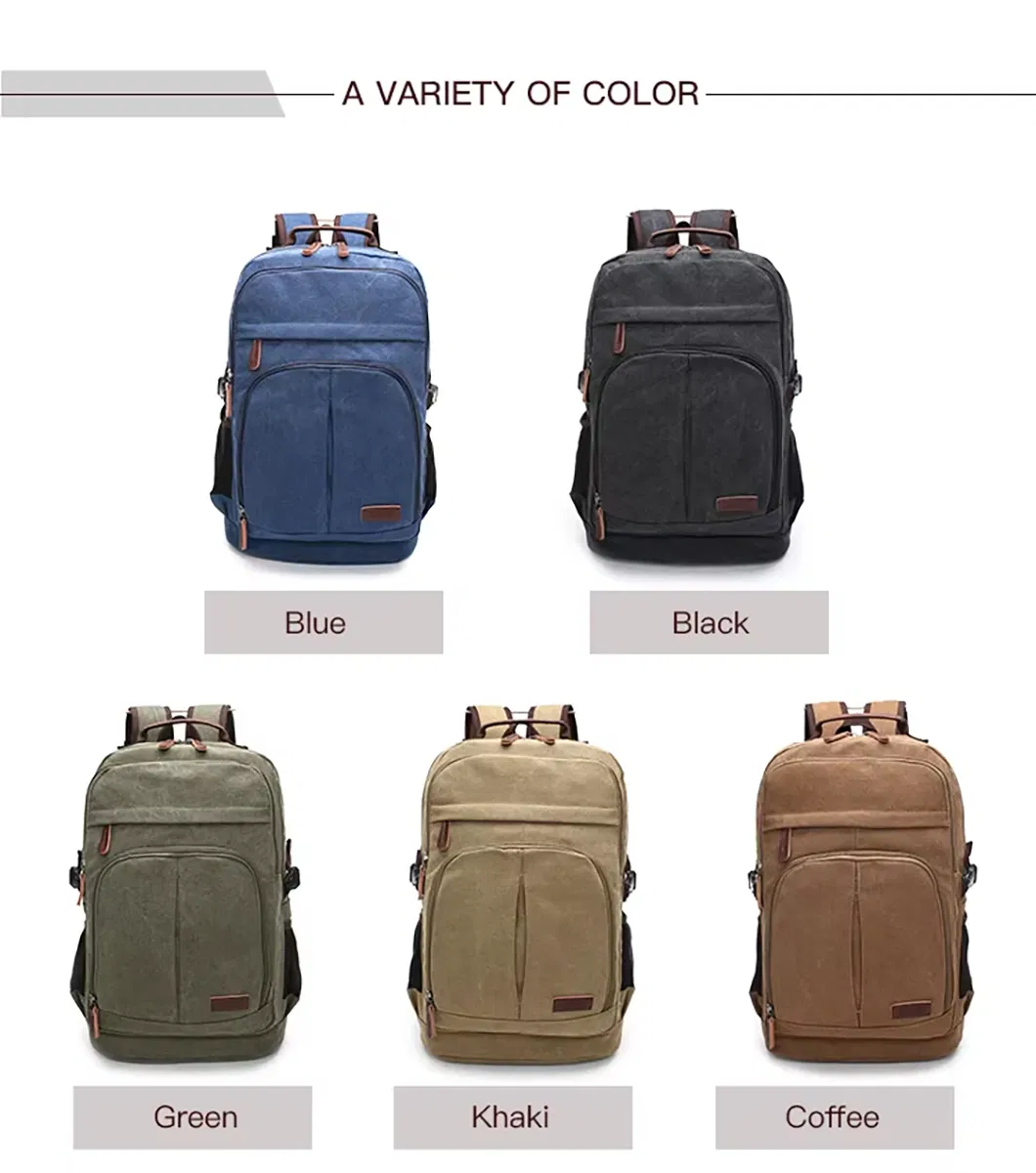 Bolsa de Lona Retrô Personalizada Mochila Masculina Bolsa Casual Mochila para Computador