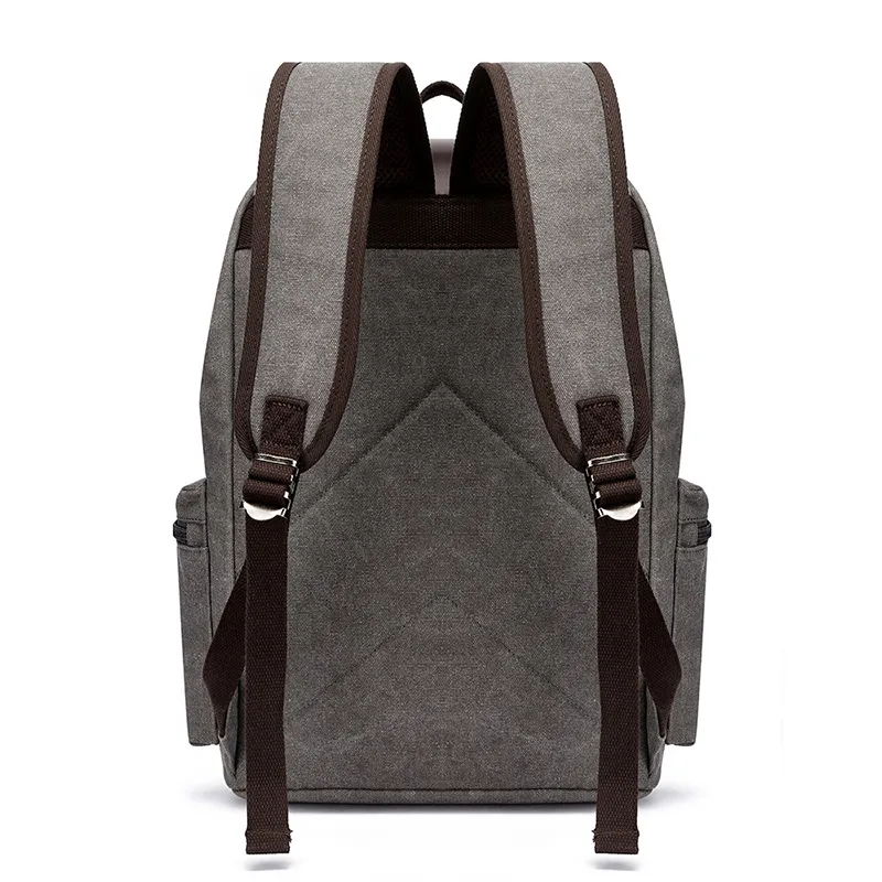 Mochila Mensageiro Vintage de Lona e Couro de Alta Capacidade para Homens