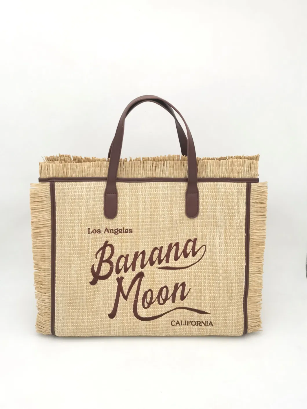 Bolsa de Praia de Ombro Feita à Mão com Franjas e Contas - Bolsa Transversal Boêmia para Mulheres, Bolsa de Palha Trançada Casual de Verão