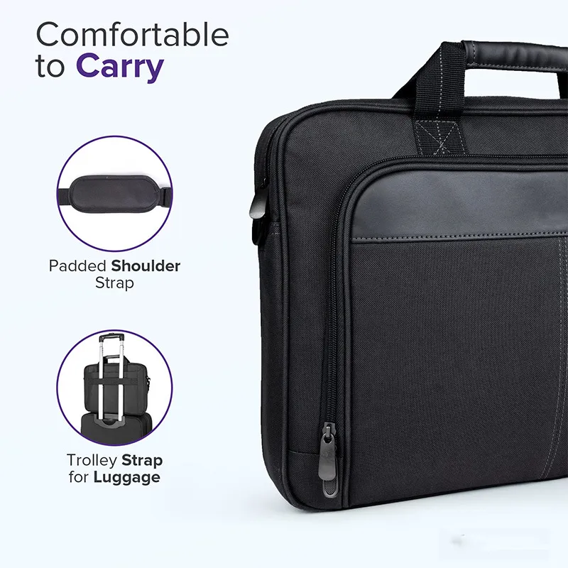 15.6 Bolsa para Laptop de 15 Polegadas Slim com Pasta e Bolsa de Ombro Crossbody