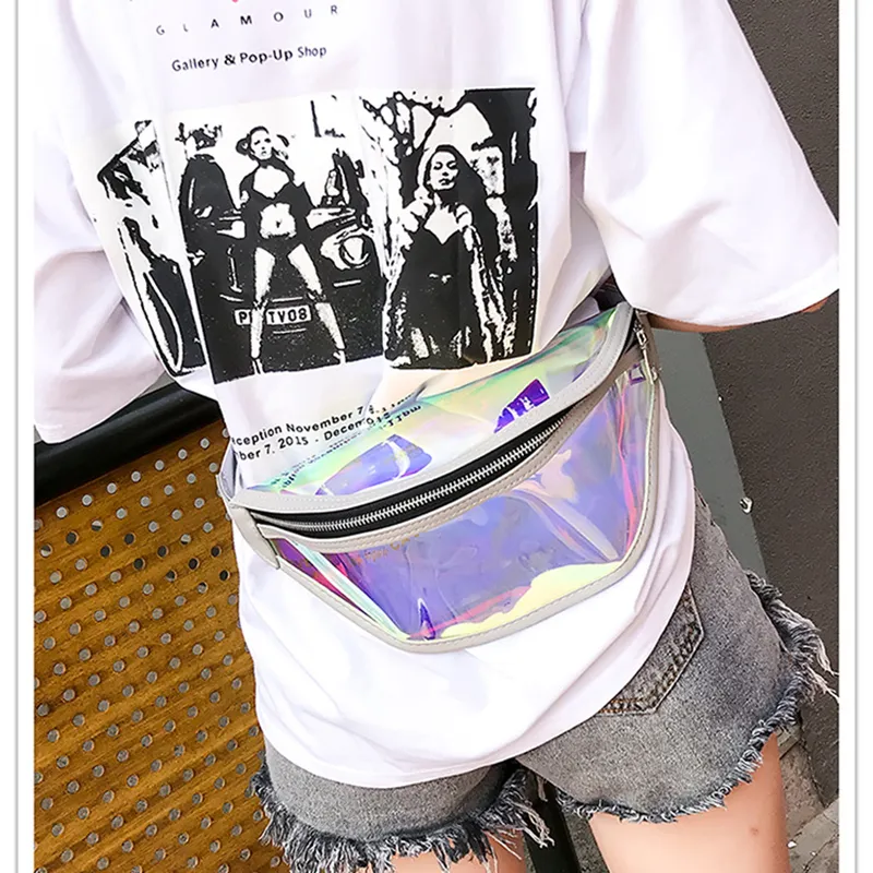 Bolsas de Cintura Personalizadas para Mulheres, Pacote de Fanny Transparente em PVC Holográfico