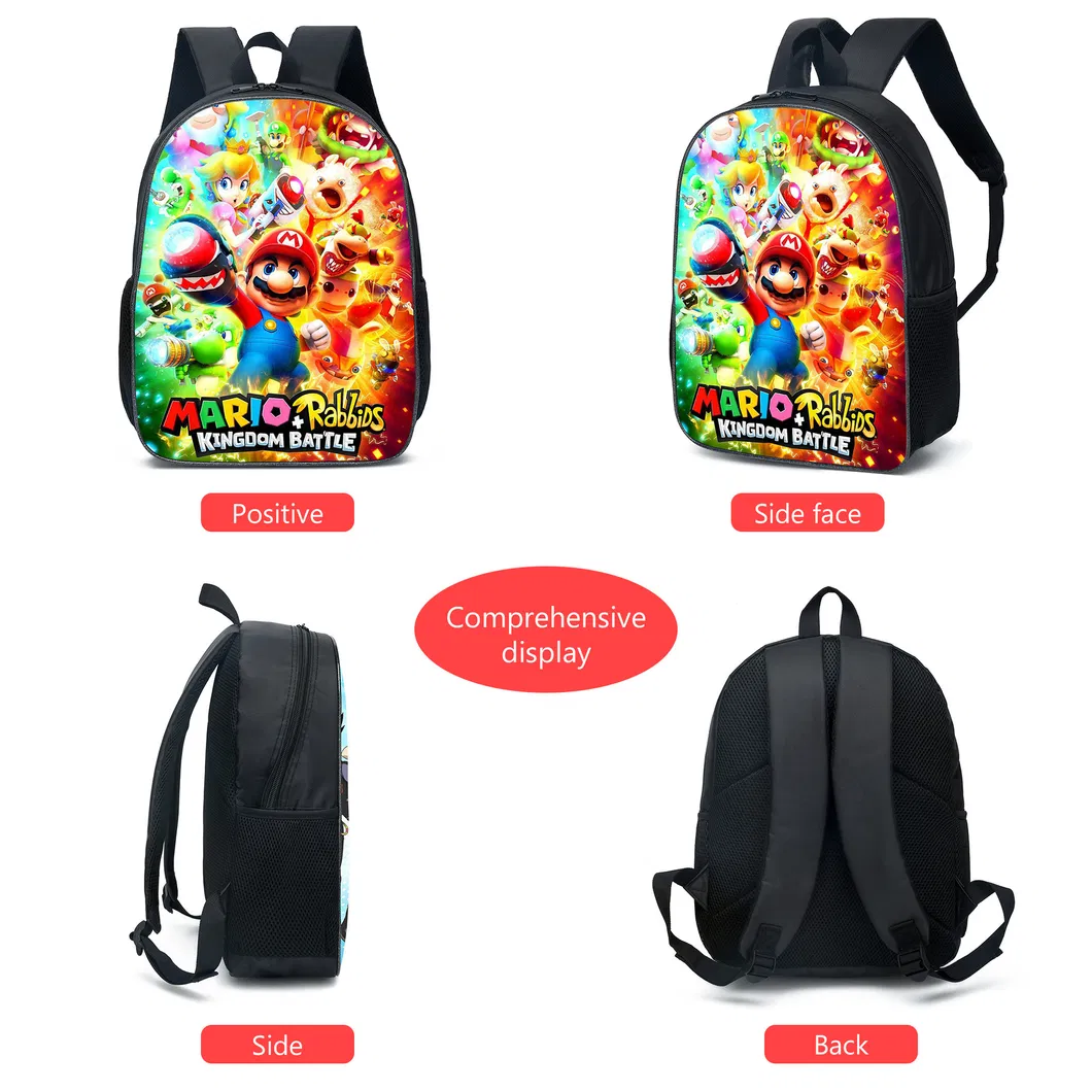 Conjunto de Mochila Escolar Mario Mini Cartoon Três Peças