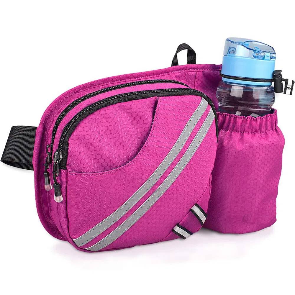 Bolsa de Cintura Unissex de Nylon para Esportes ao Ar Livre com Bolso para Garrafa de Água Leve