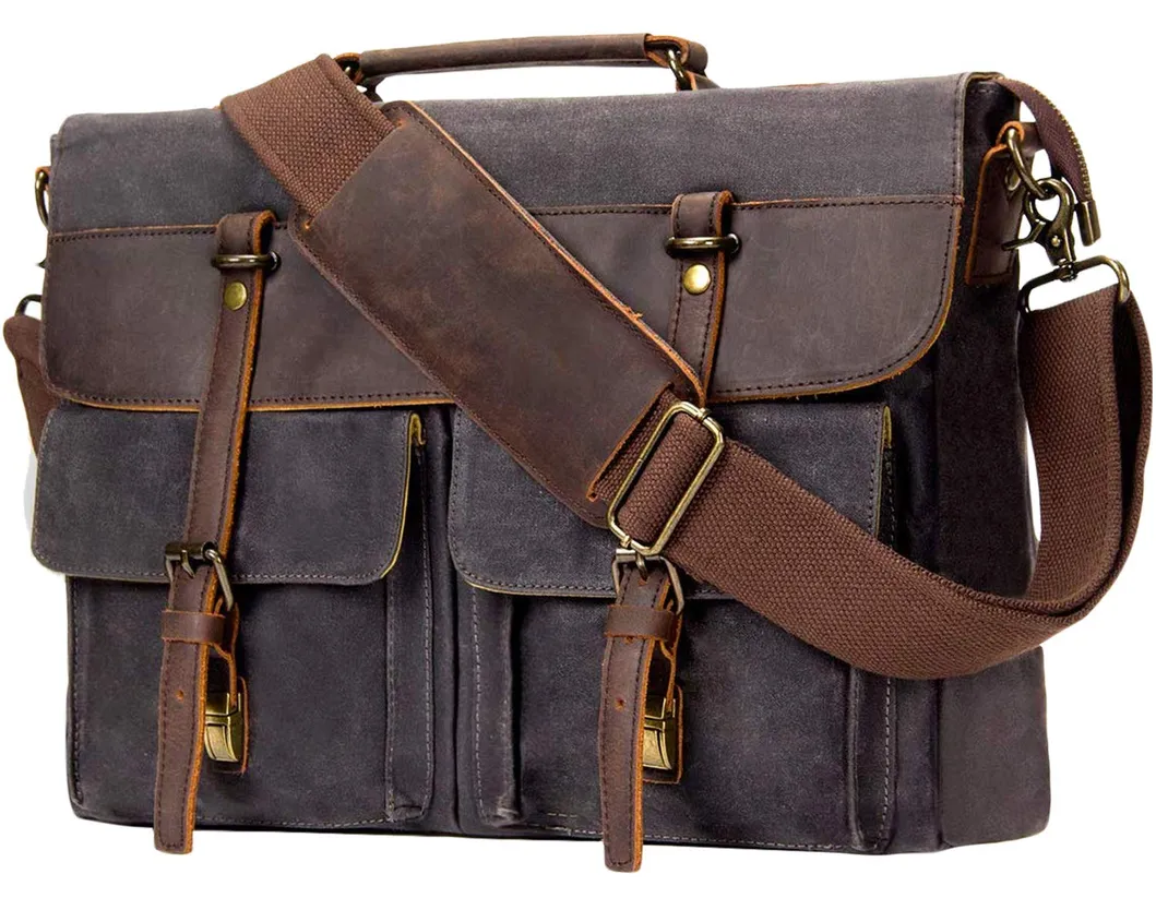 Bolsa de Ombro de Couro Vintage Impermeável 7