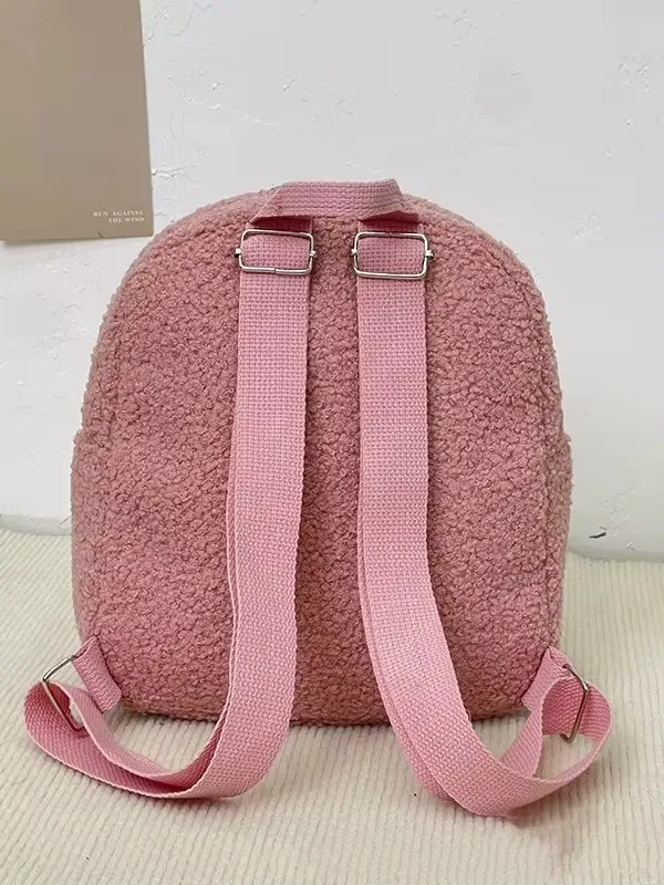 Mochila Infantil Estilosa e Espaçosa em Forma de Urso de Pelúcia, Bolsa Mini Fofa com Alças Ajustáveis