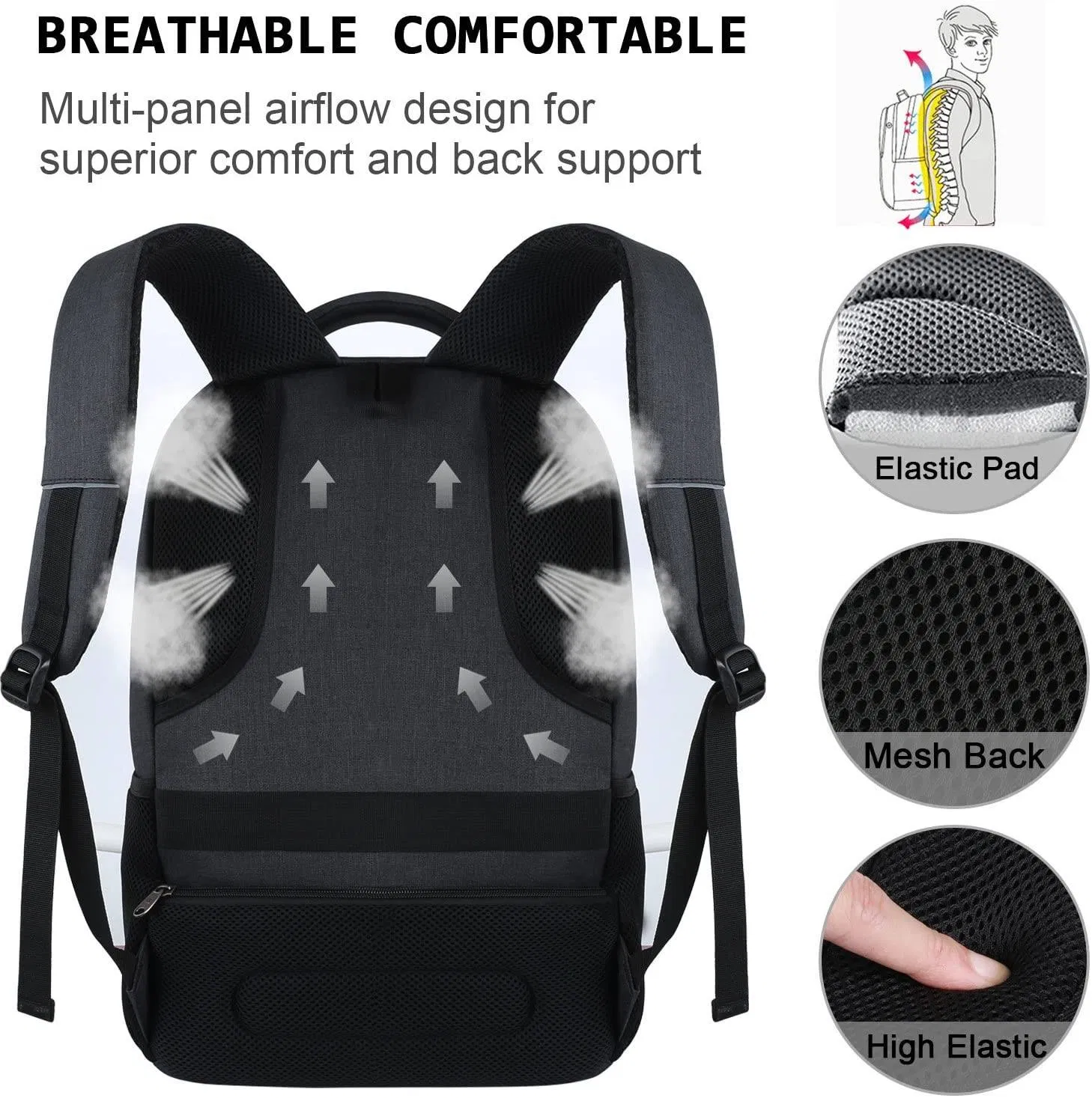 Mochila para Laptop, Bolsa de Negócios, Viagem Antifurto, Slim, Durável, Mochila para Laptops, Resistente à Água, Bolsa para Computador Escolar
