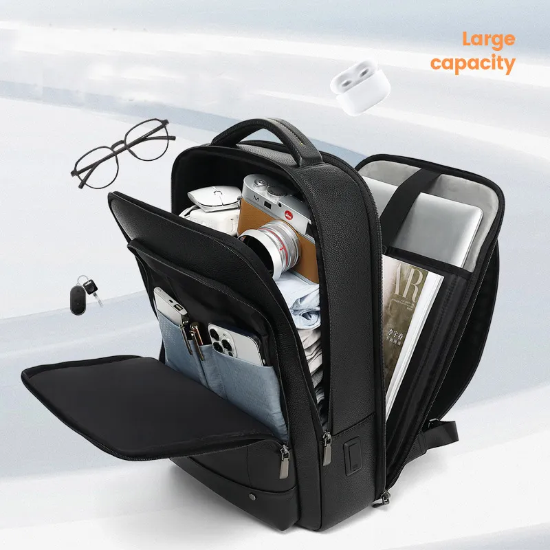 2023 Mochila de couro repelente à água para negócios para laptop